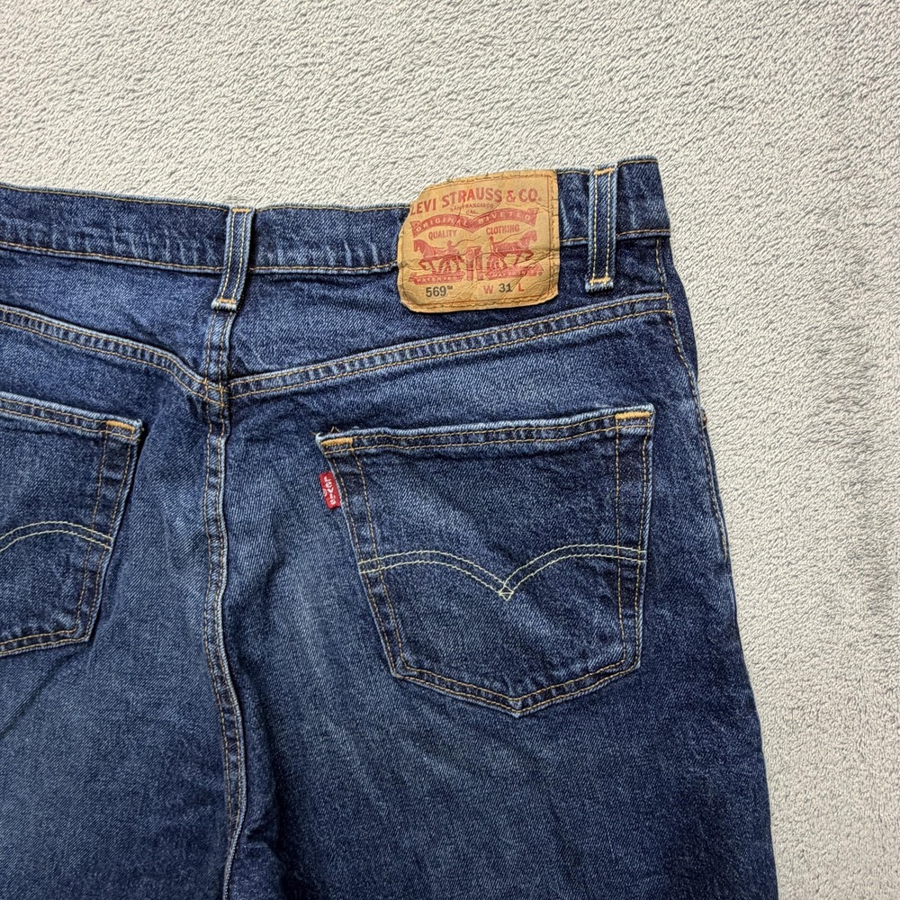 Levi's 569 Denim‎ Shorts Mens Measured 33x12 Blue Loose 5 Pocket Zip Fly Stretch - Picture 9 of 9